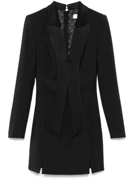 Elisabetta Franchi креповое платье мини с атласными лацканами, черный