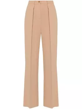 Elisabetta Franchi креповые прямые брюки с эмблемой, коричневый
