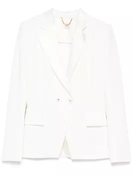 Elisabetta Franchi креповый блейзер с атласными лацканами, белый