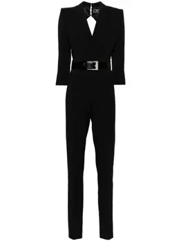 Elisabetta Franchi креповый комбинезон с открытой спиной, черный