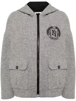 Elisabetta Franchi куртка на молнии с капюшоном, серый