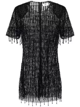 Elisabetta Franchi мини-платье из тюля свободного кроя, расшитое пайетками, черный