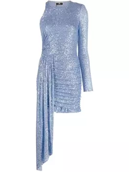 Elisabetta Franchi платье асимметричного кроя с пайетками, синий