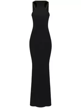Elisabetta Franchi платье из джерси с ожерельем для красной дорожки, черный