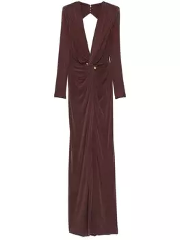 Elisabetta Franchi платье из джерси с металлическим декором, коричневый