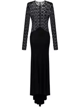 Elisabetta Franchi платье из вышитого тюля, черный