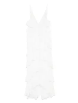 Elisabetta Franchi платье макси с оборками, белый