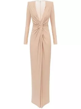 Elisabetta Franchi платье макси с узлом, серый