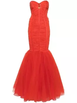 Elisabetta Franchi платье макси со сборками, красный
