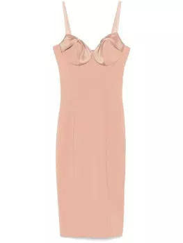 Elisabetta Franchi платье миди с бантом, нейтральный цвет