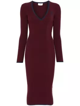 Elisabetta Franchi платье миди с контрастным логотипом, красный