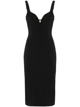 Elisabetta Franchi платье миди с логотипом, черный