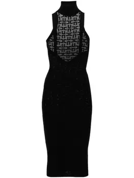 Elisabetta Franchi платье миди с монограммой, черный