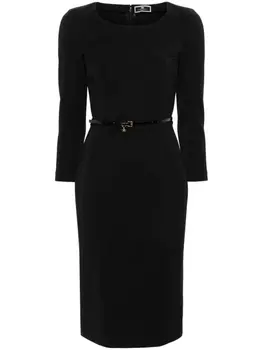 Elisabetta Franchi платье миди с поясом, черный