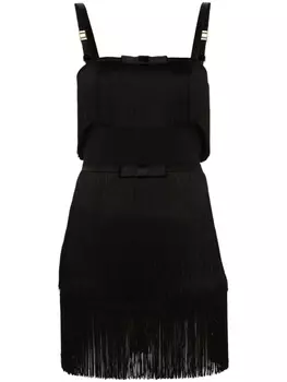 Elisabetta Franchi платье мини с бахромой, черный