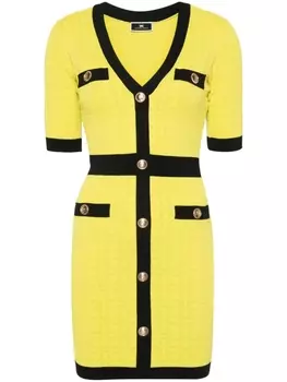Elisabetta Franchi платье мини с монограммой, зеленый