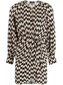 Elisabetta Franchi платье мини с узором в елочку, черный