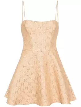 Elisabetta Franchi платье мини с жаккардовым логотипом, нейтральный цвет