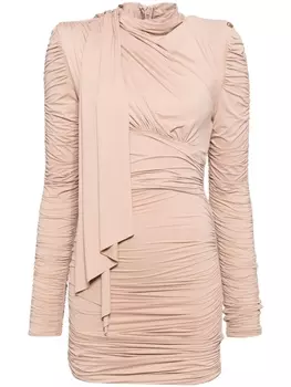 Elisabetta Franchi платье мини со сборками, коричневый