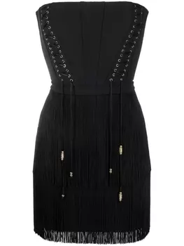 Elisabetta Franchi платье с бахромой, черный