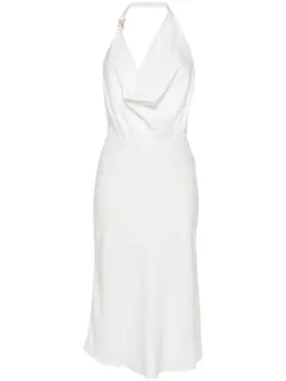 Elisabetta Franchi платье с воротником-хомутом и монограммой, белый