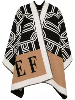 Elisabetta Franchi пончо с геометрическим узором, черный