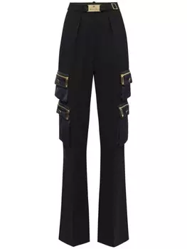 Elisabetta Franchi прямые брюки с поясом, черный