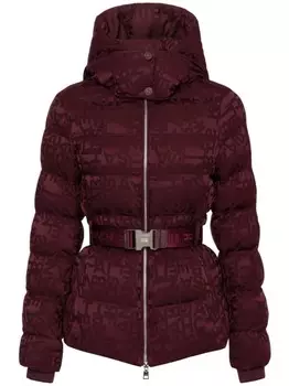 Elisabetta Franchi пуховик с жаккардовым логотипом и поясом, красный