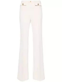 Elisabetta Franchi расклешенные брюки с логотипом, нейтральный цвет