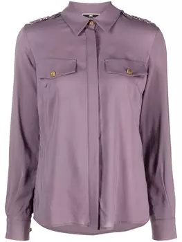 Elisabetta Franchi рубашка с косым воротником и карманами, фиолетовый