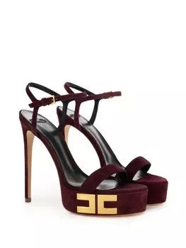 Elisabetta Franchi сандалии на замшевой платформе с логотипом высотой 135 мм, красный