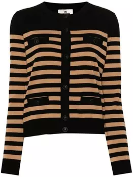 Elisabetta Franchi шерстяной кардиган в полоску, черный