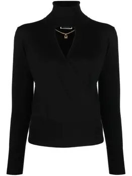 Elisabetta Franchi шерстяной топ с длинными рукавами, черный