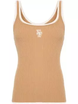 Elisabetta Franchi топ с логотипом, коричневый