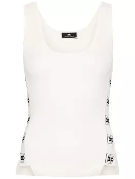 Elisabetta Franchi топ с жаккардовым логотипом, нейтральный цвет