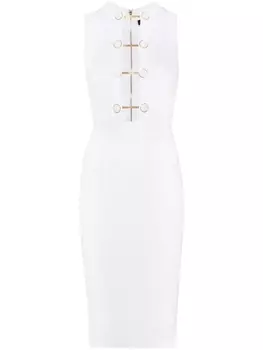 Elisabetta Franchi трикотажное платье миди с цепочкой, белый