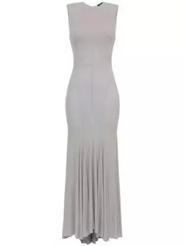 Elisabetta Franchi трикотажное расклешенное платье миди, нейтральный цвет