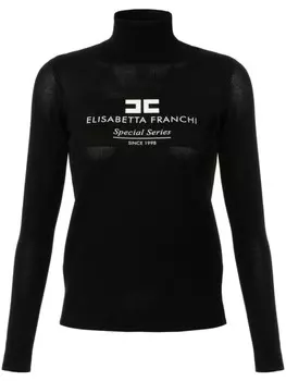 Elisabetta Franchi трикотажный топ с логотипом, черный