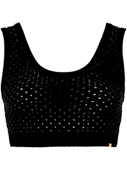 Elisabetta Franchi трикотажный топ со стразами, черный