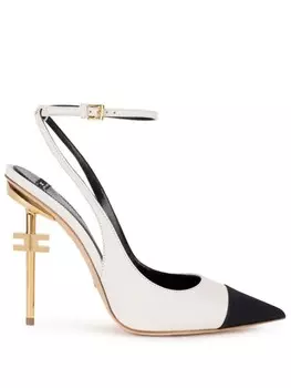 Elisabetta Franchi туфли-лодочки из двухцветной кожи 105 мм, белый