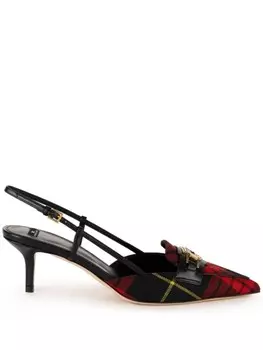 Elisabetta Franchi туфли с открытой пяткой в клетку, черный