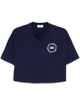 Elisabetta Franchi укороченная футболка с логотипом, синий