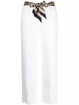 Elisabetta Franchi укороченные джинсы с поясом, белый