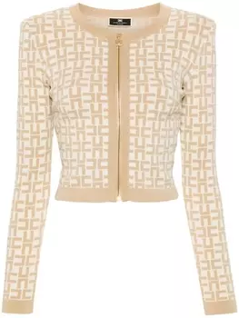 Elisabetta Franchi укороченный кардиган с логотипом, нейтральный цвет