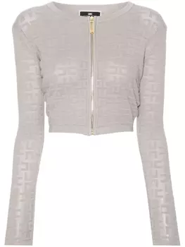 Elisabetta Franchi укороченный кардиган с логотипом, нейтральный цвет