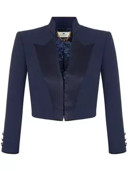 Elisabetta Franchi укороченный креповый пиджак с атласными лацканами, синий