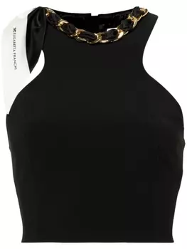 Elisabetta Franchi укороченный креповый топ с шарфом, черный