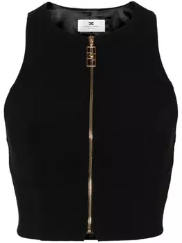 Elisabetta Franchi укороченный топ-борцовка из крепа, черный