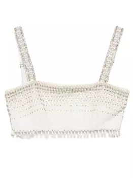 Elisabetta Franchi укороченный топ с искусственным жемчугом, белый