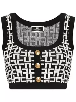 Elisabetta Franchi укороченный топ с монограммой, черный
